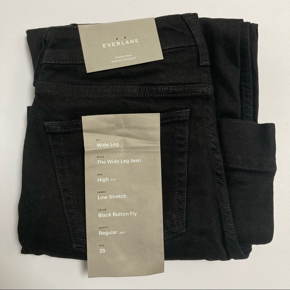 NWT 25 Everlane Black Jeans Wide Leg Cotton